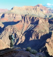 Mark Fenton in early morning on the South Kaibab Trail, Grand Canyon.