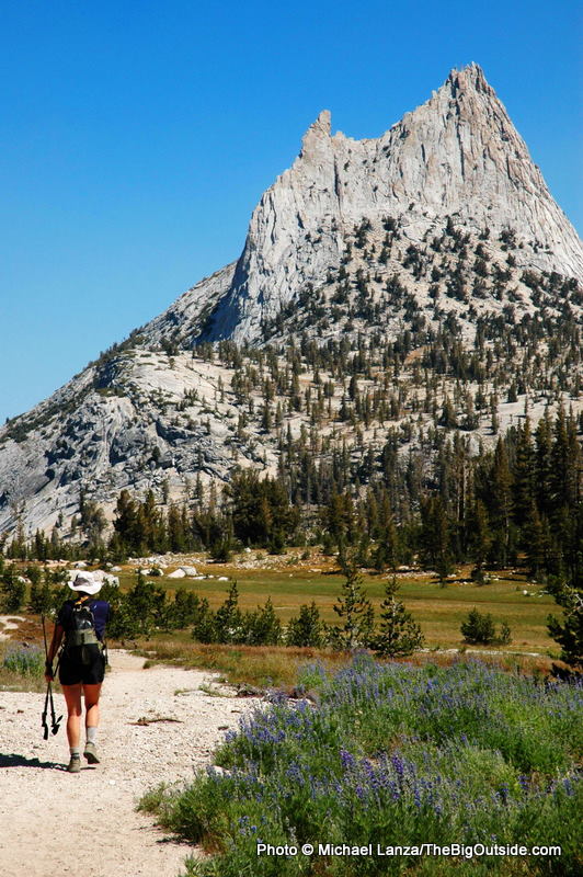 Heather Dorn on the John Muir Trail below Cathedral Peak in Yosemite. Heather Dorn on the John Muir Trail below Cathedral Peak in Yosemite.