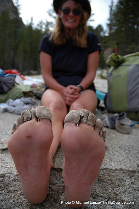MichaelLanza_JohnMuirTrail_JMT1-78 Heather Dorn's feet on day four.