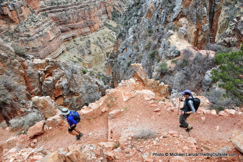 Gran4-141 North Kaibab Trail, Grand Canyon Descending the North Kaibab Trail on a 44.5-mile, rim-to-rim-to-rim hike of the Grand Canyon.
