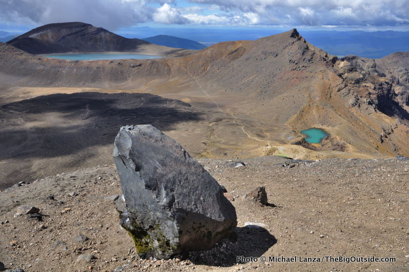 NZ2-175 Blue Lake (L) and one Emerald Lake, Tongariro N.P., NZ