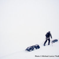 Yel5-126 Skiing into the whiteout on the storm's first day