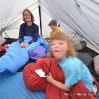 In the tent, Grand Canyon