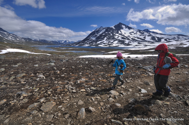 Trekking up the Langvatnet valley, Jotunheimen.