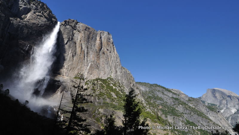 Upper Yosemite Falls and Half Dome (far right), Yosemite Valley.