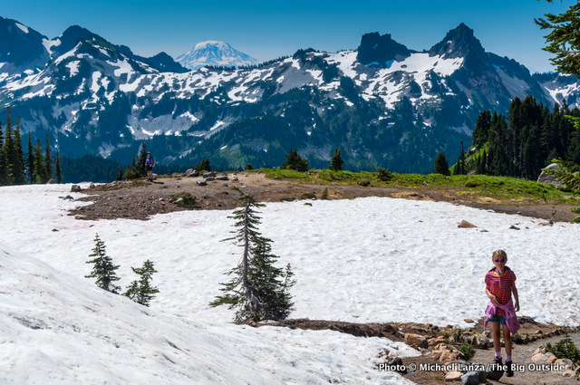 Hiking above Paradise at Mount Rainier National Park, Washington.
