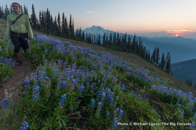 Sunset above Buck Creek Pass, Glacier Peak Wilderness, Washington.